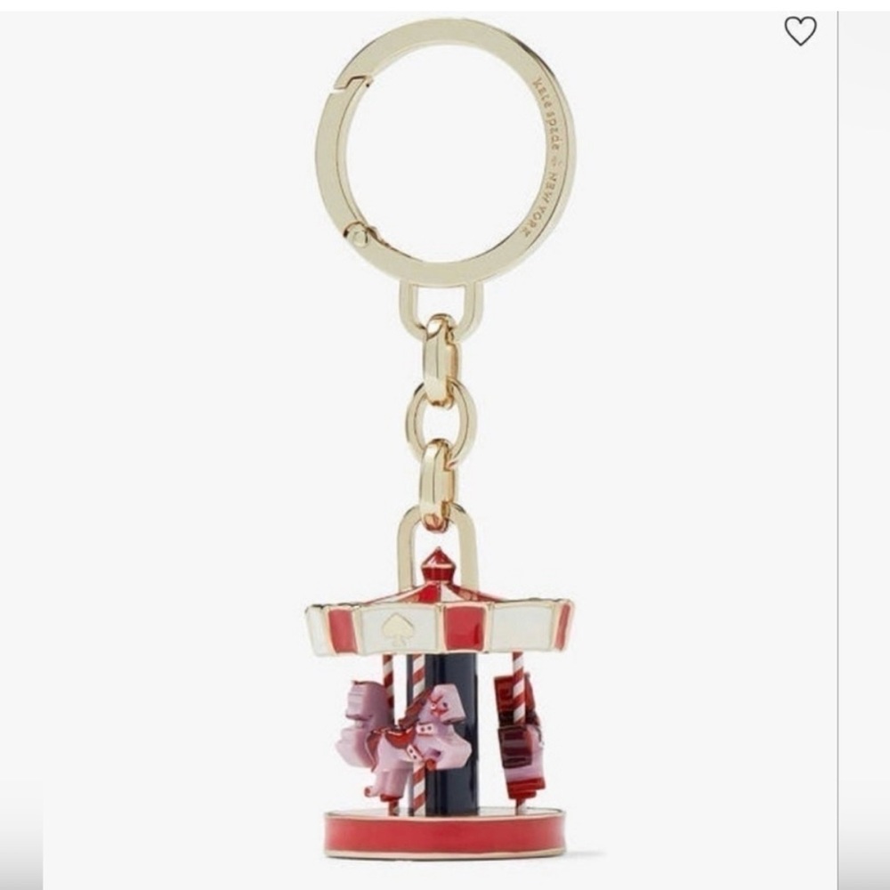 Kate Spade winter wonders 3D carousel, metal bag, charm keychain NWT